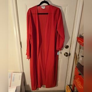Vintage SB Collection Size 16 Red Floor Length Sheer Cardigan Polyester